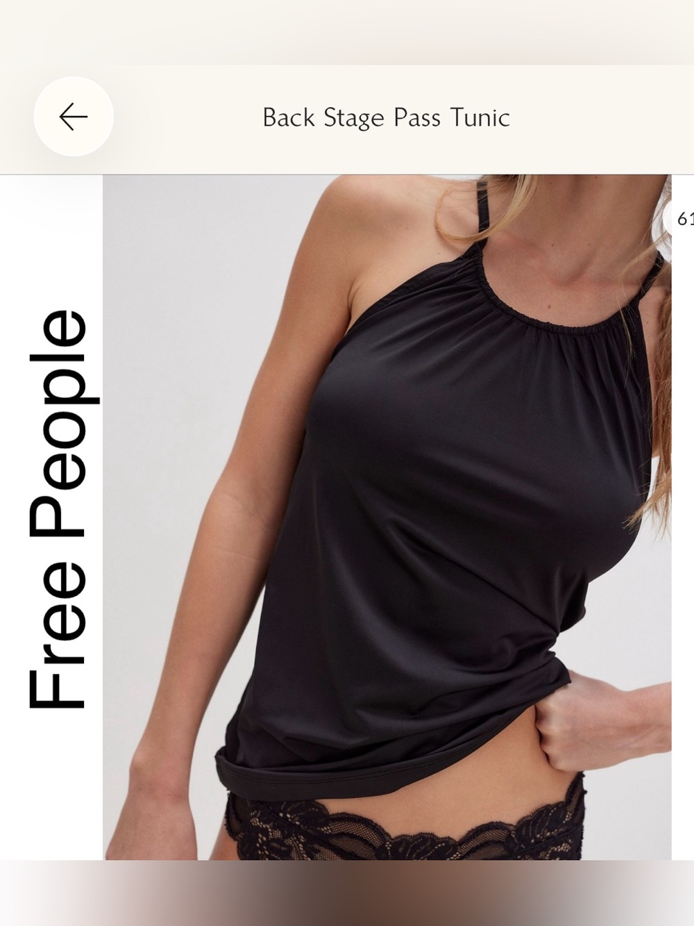Intimately Free People Backstage Pass Tunic NWT Black Open Back Halter Top Small